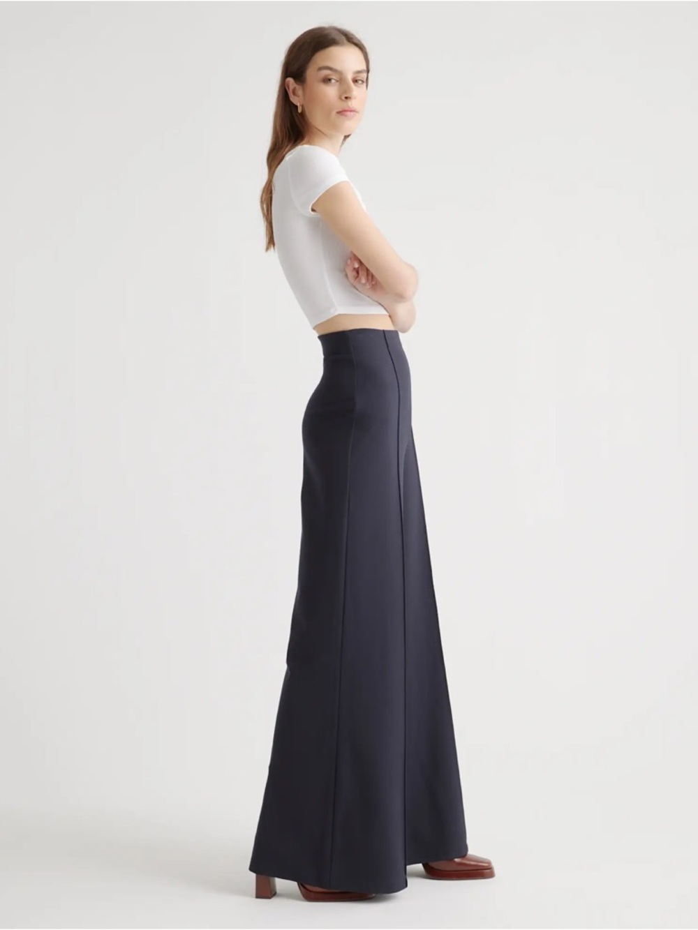 Quince | Ultra Stretch Ponte Super Wide-Leg High-Rise Pants in Black ~ Small - Picture 2 of 12